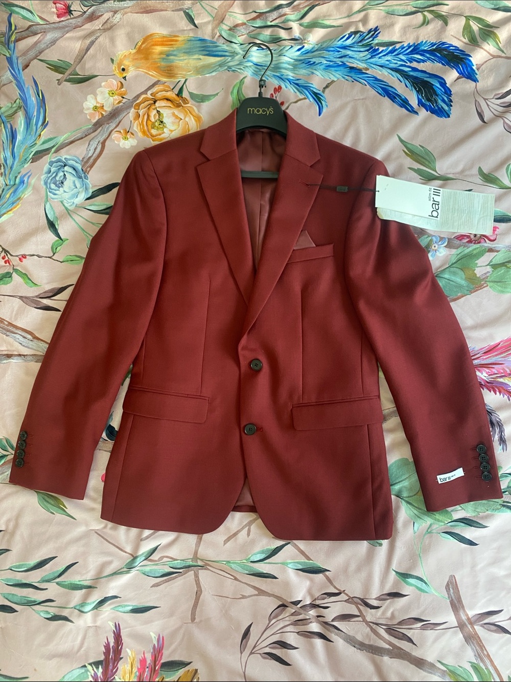 Bar III Men's Brick Red Two-Button Wool Blazer